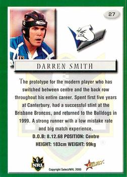 2000 Select #27 Darren Smith Back